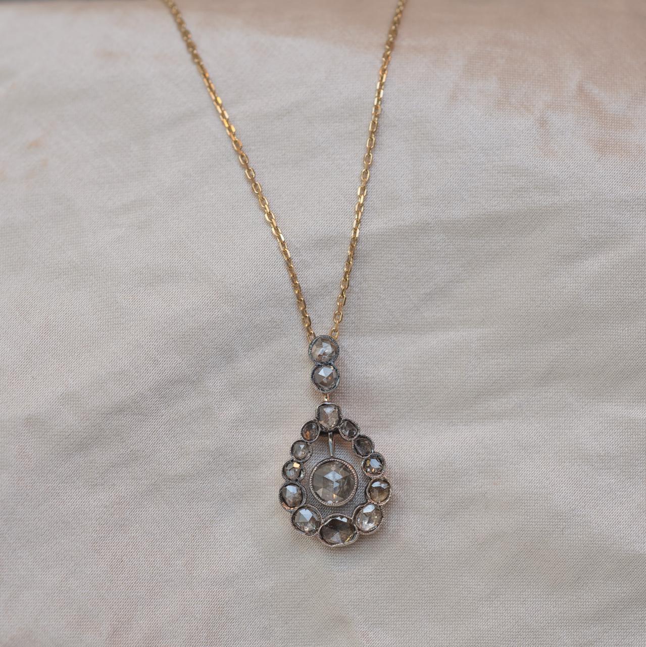 Moody diamond antique pendant