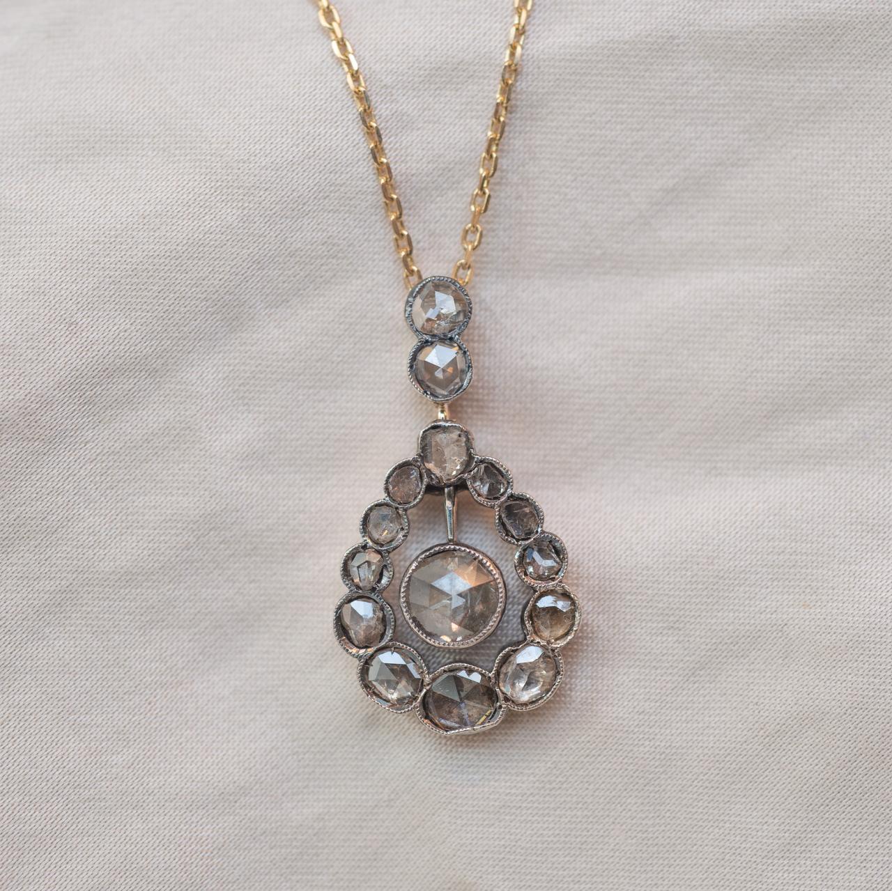 Moody diamond antique pendant