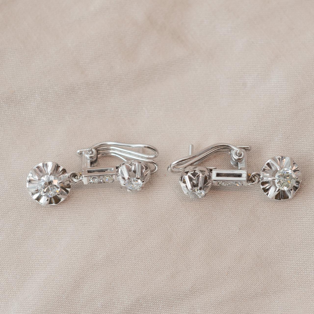 18ct antique diamond drop earrings