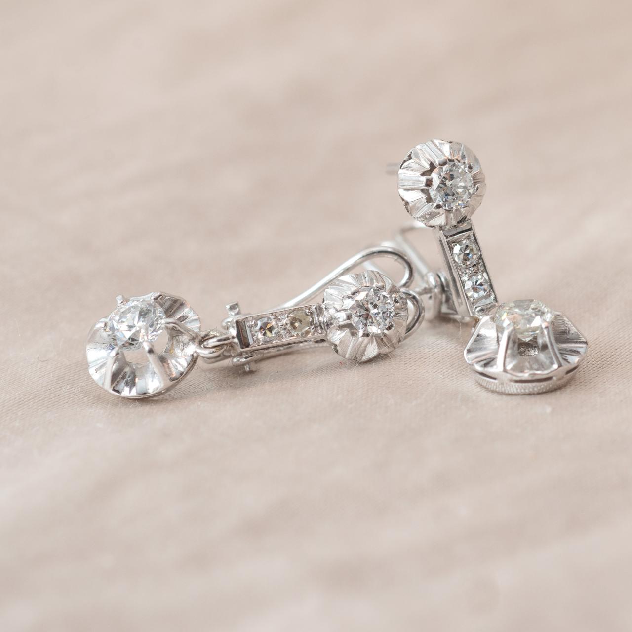 18ct antique diamond drop earrings