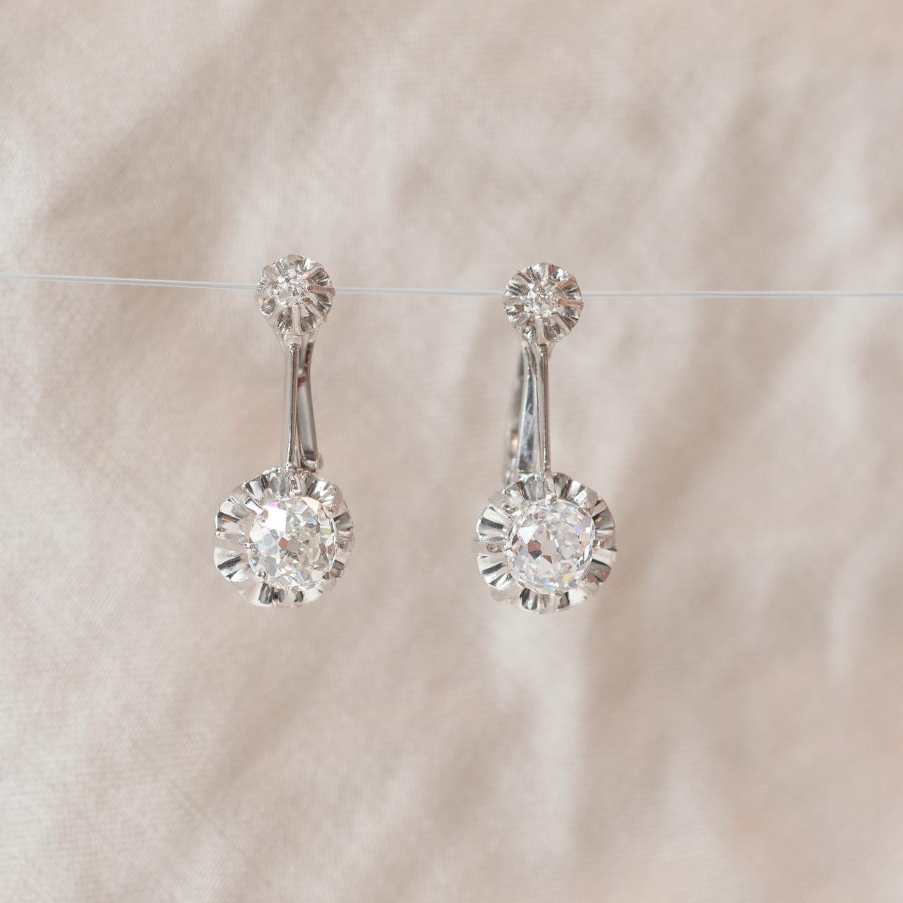 Art Deco French diamond earrings