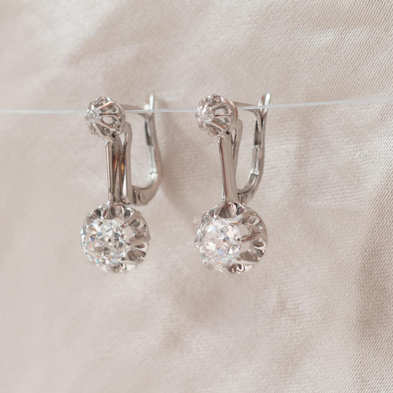 Art Deco French diamond earrings