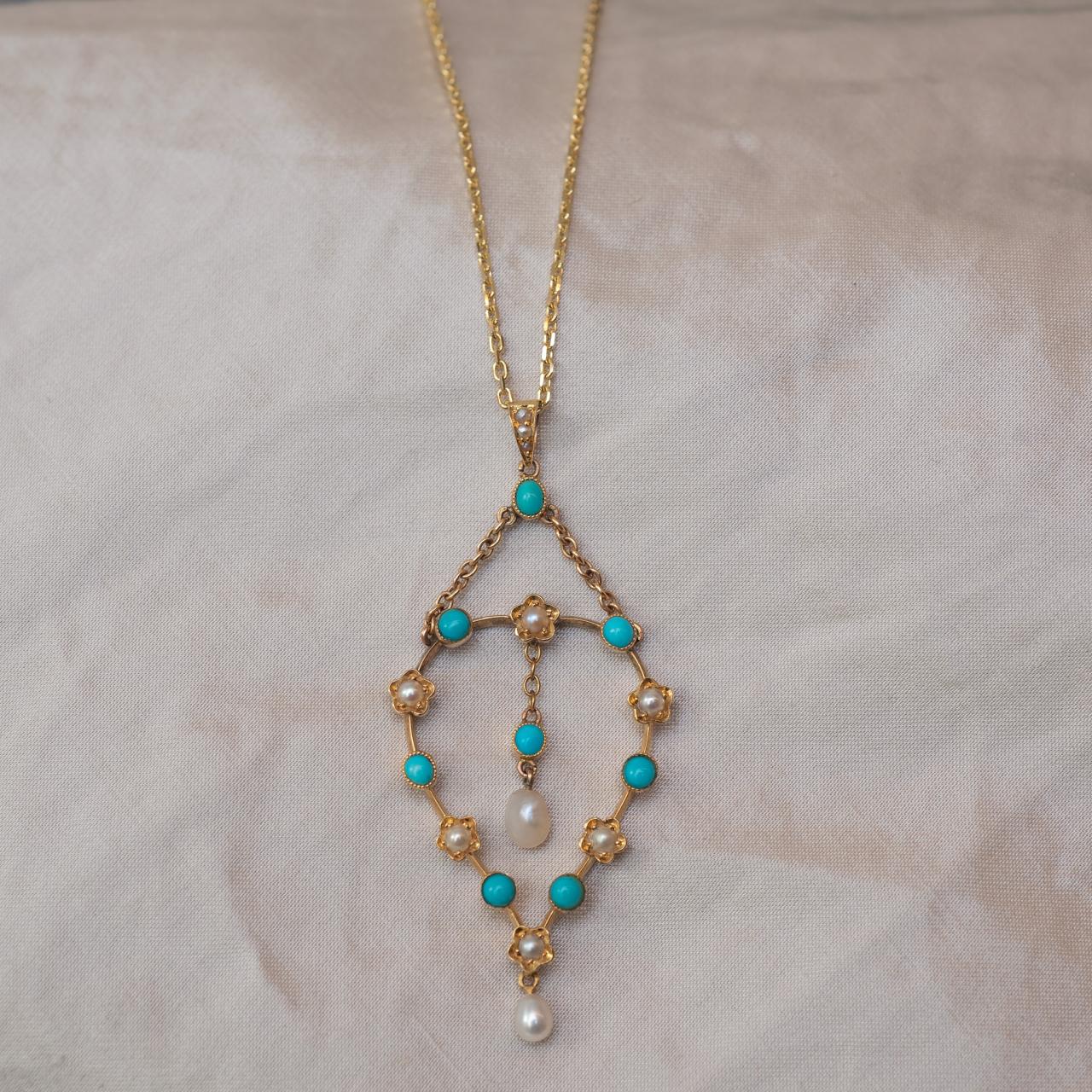 15ct Antique English Natural Turquoise Pearl