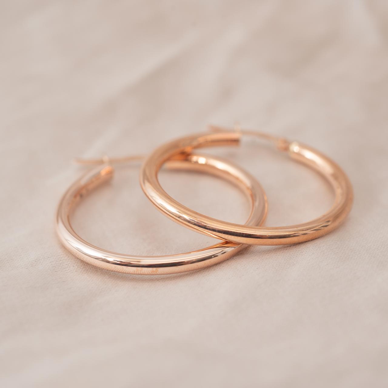 Medium 25mm rose gold classic hoops