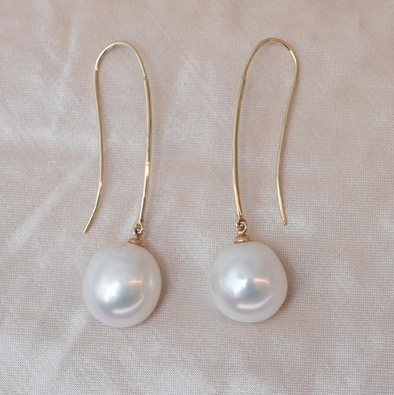Pearl Yellow Gold Drop Earrings