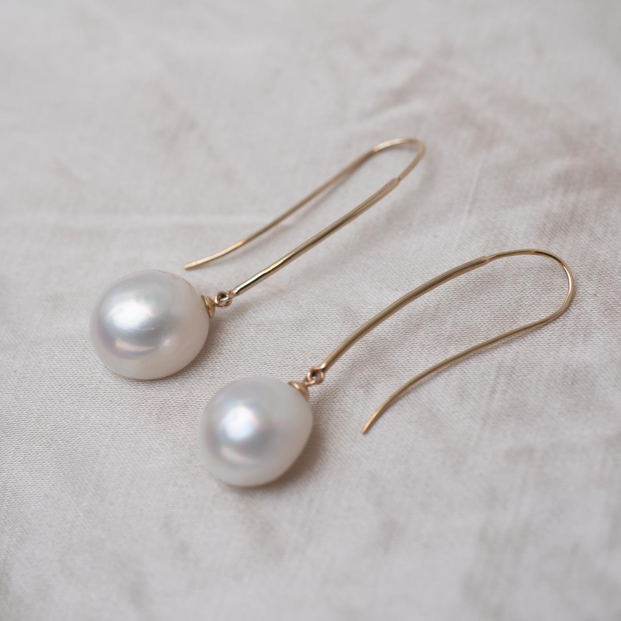 Pearl Yellow Gold Drop Earrings