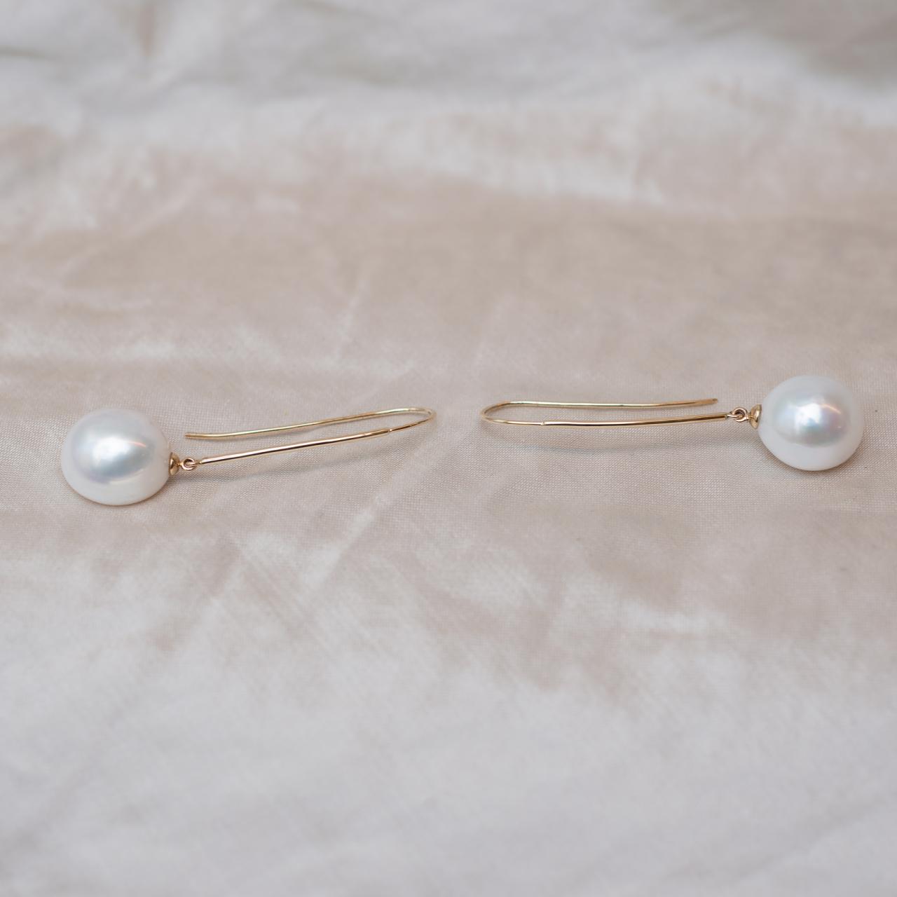 Pearl Yellow Gold Drop Earrings