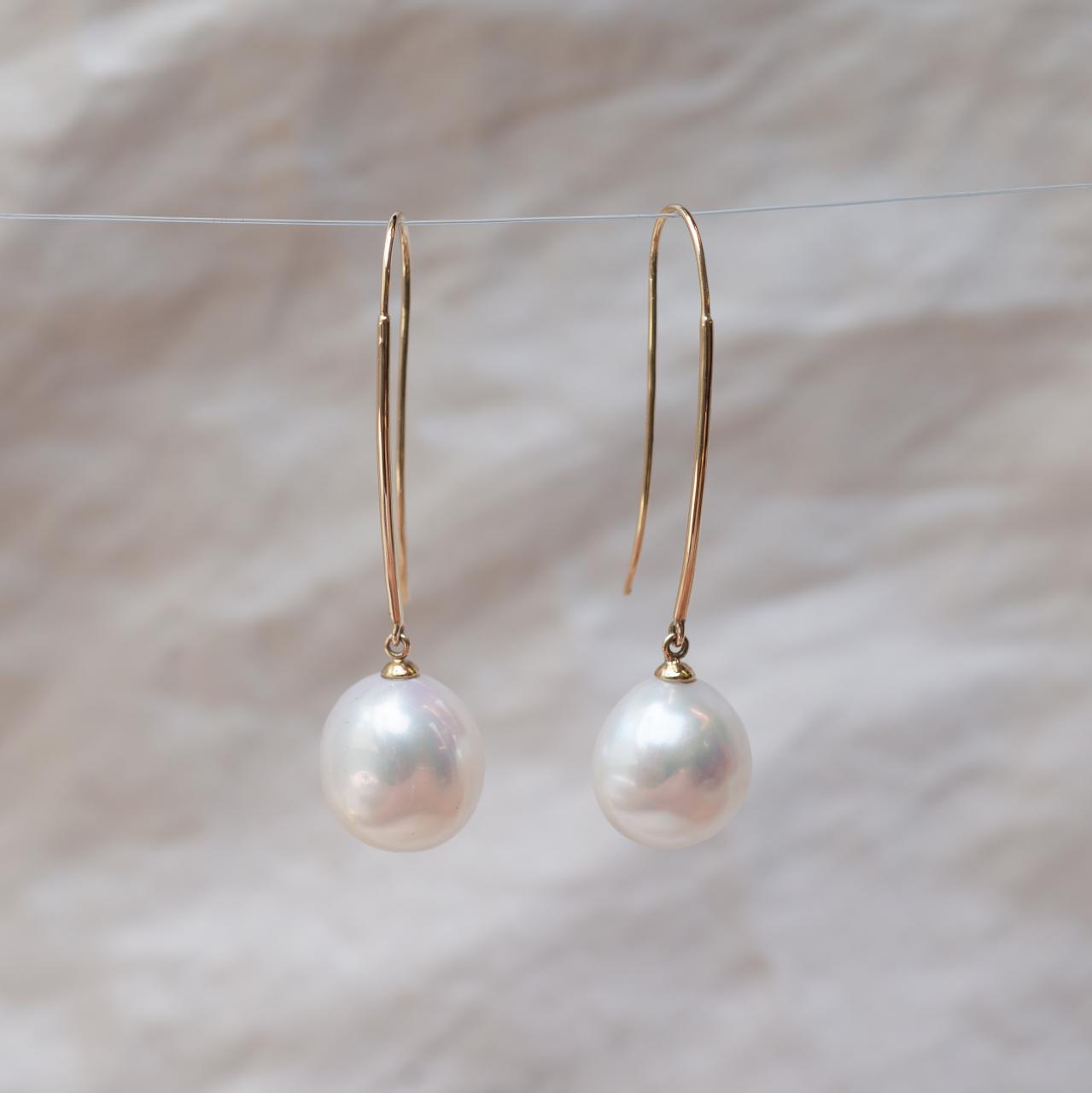 Pearl Yellow Gold Drop Earrings