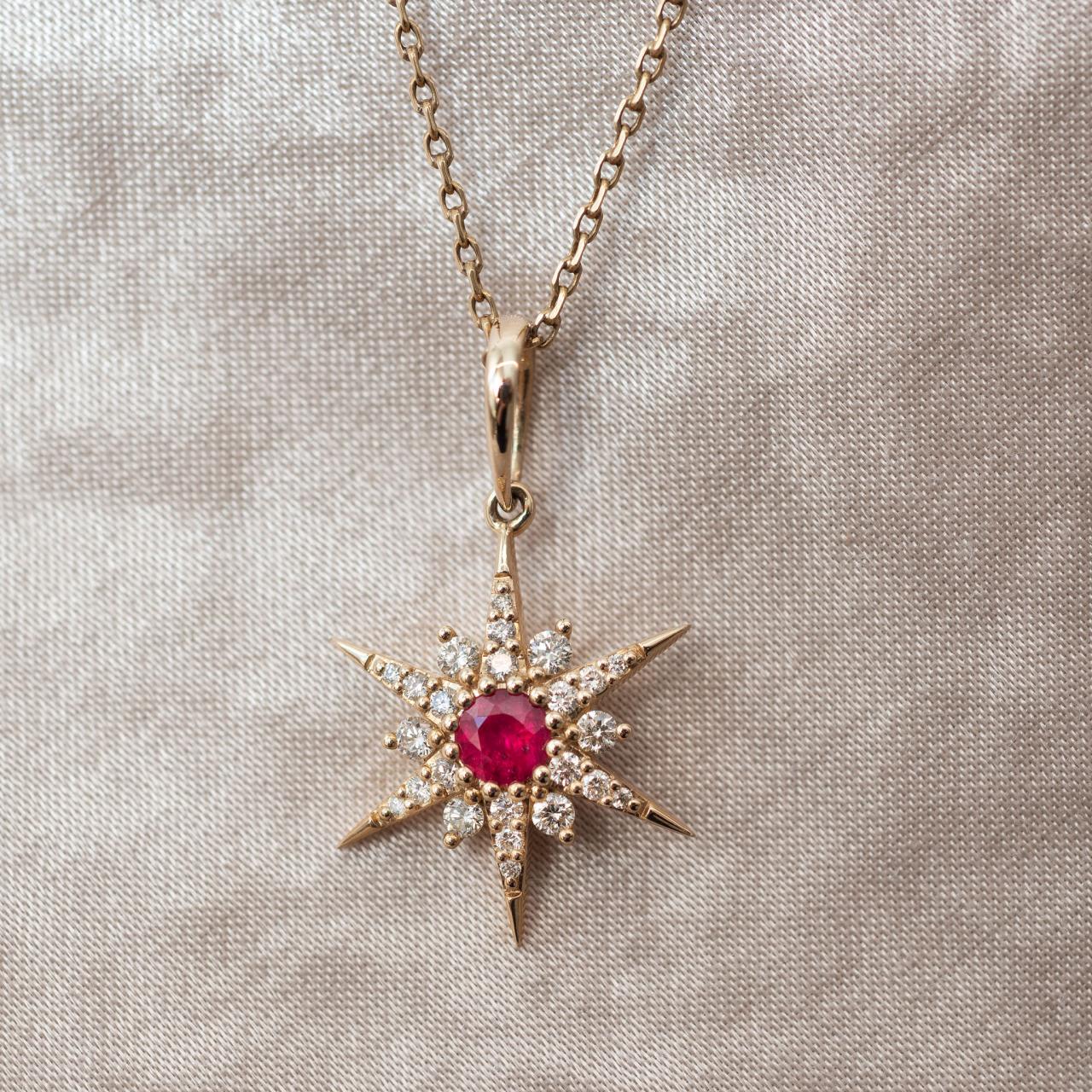 Lucette Ruby & Diamond Celestial Star Pendant