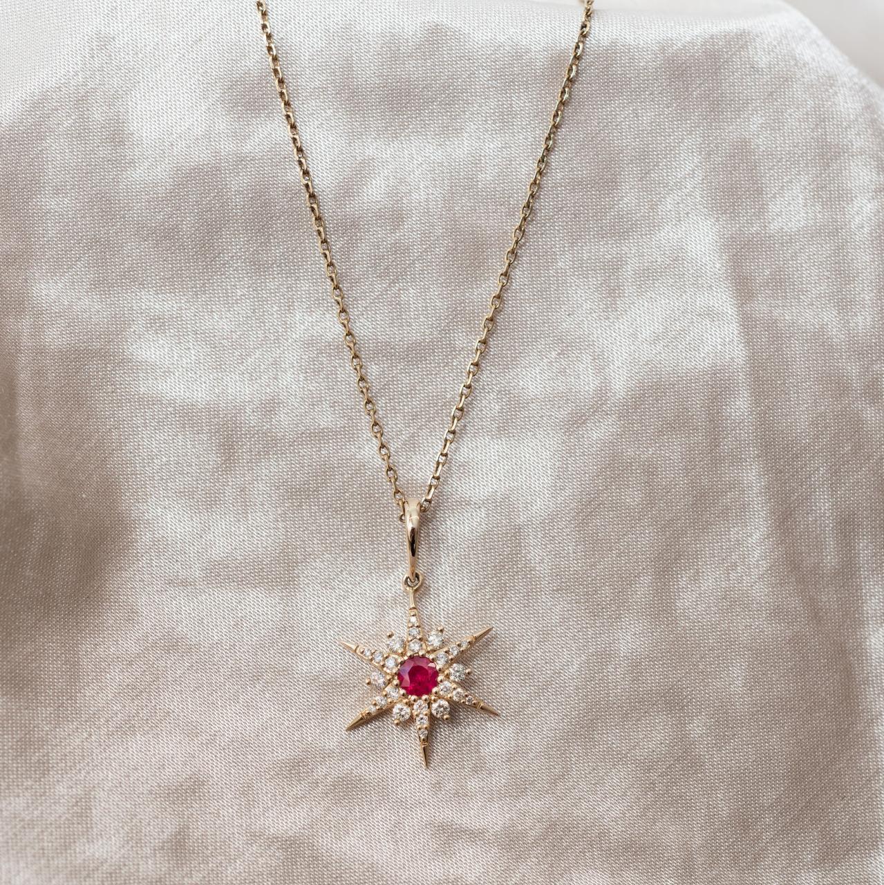 Lucette Ruby & Diamond Celestial Star Pendant