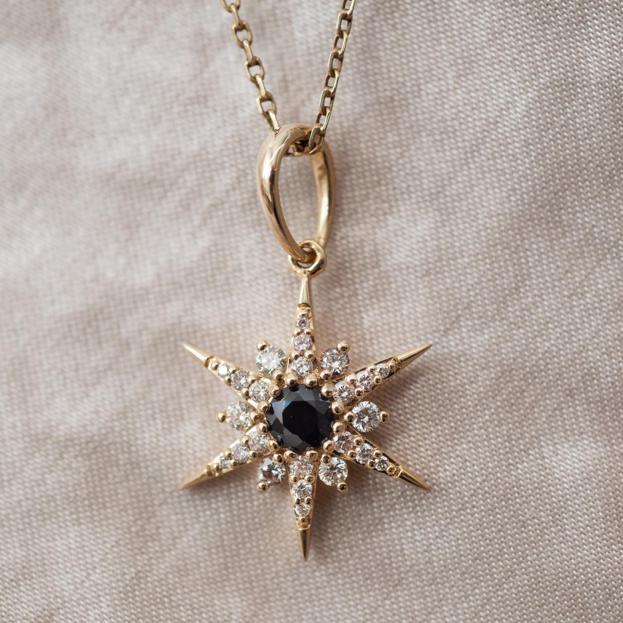 Lucette Australian Sapphire & Diamond Celestial star pendant