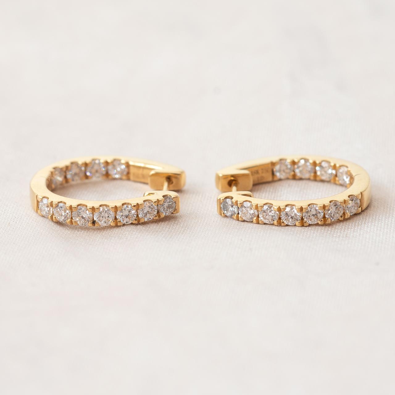 LD Back & Front diamond horseshoe hoops, yellow gold