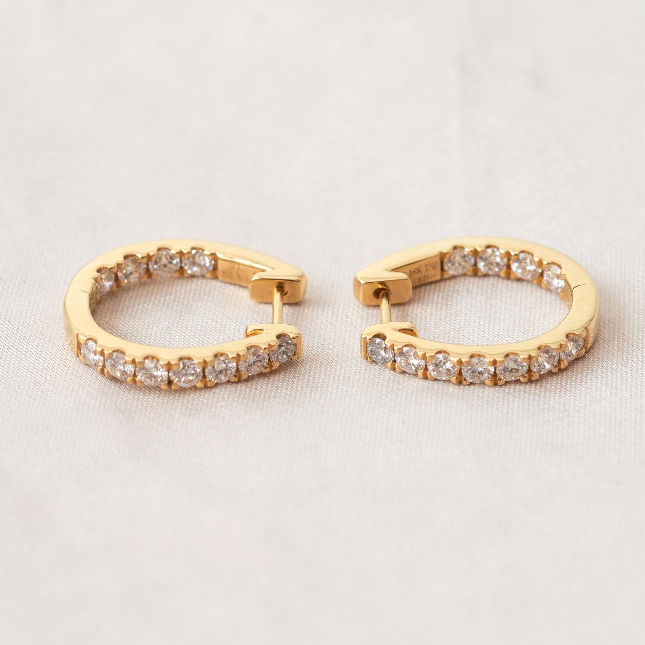 LD Back & Front diamond horseshoe hoops, yellow gold