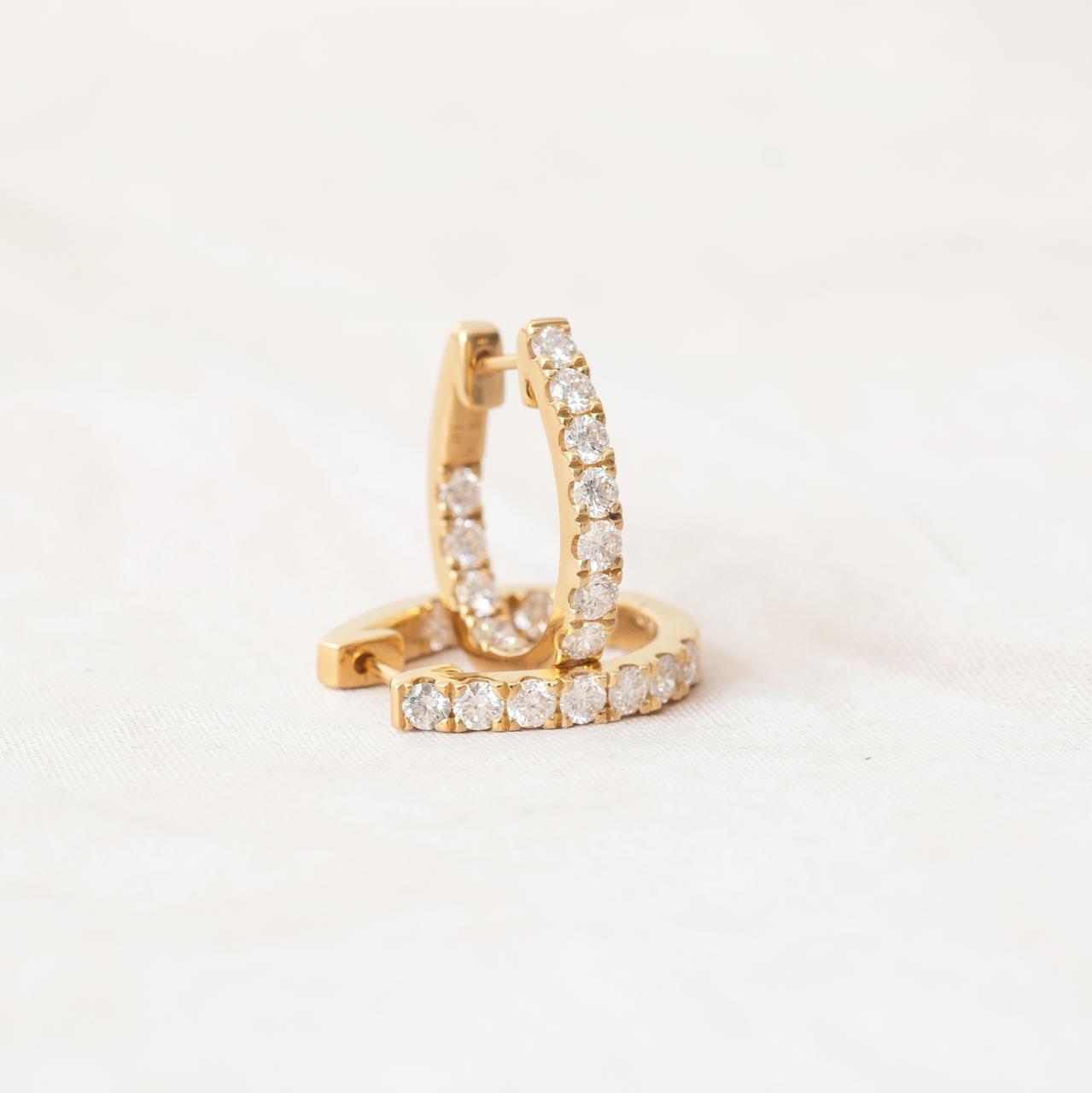 LD Back & Front diamond horseshoe hoops, yellow gold