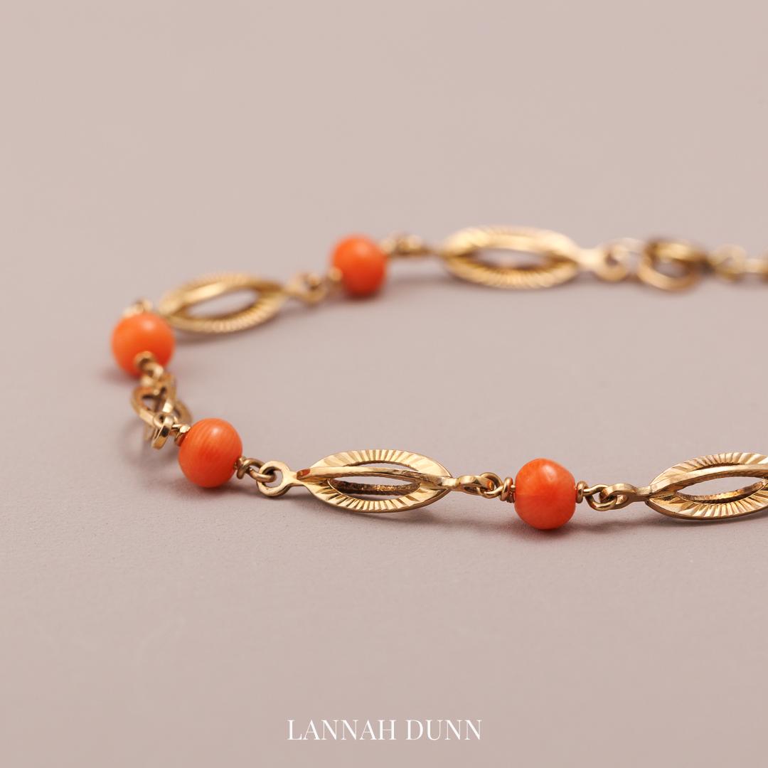 Dainty coral spacer bracelet