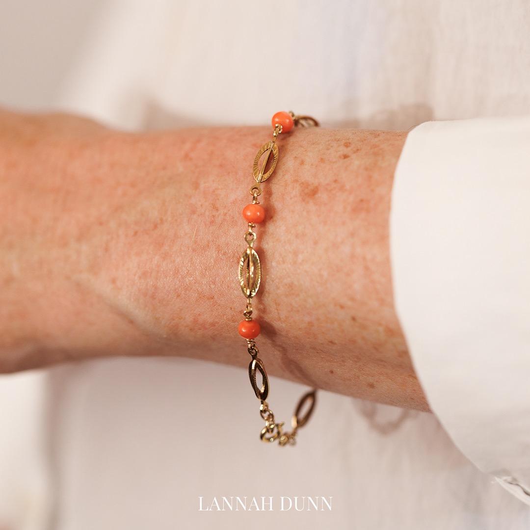Dainty coral spacer bracelet