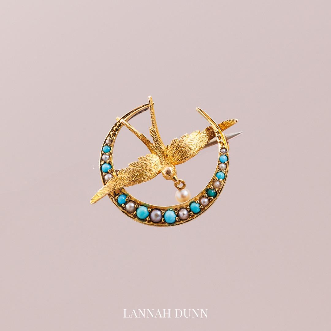 High carat turquoise pearl crescent moon