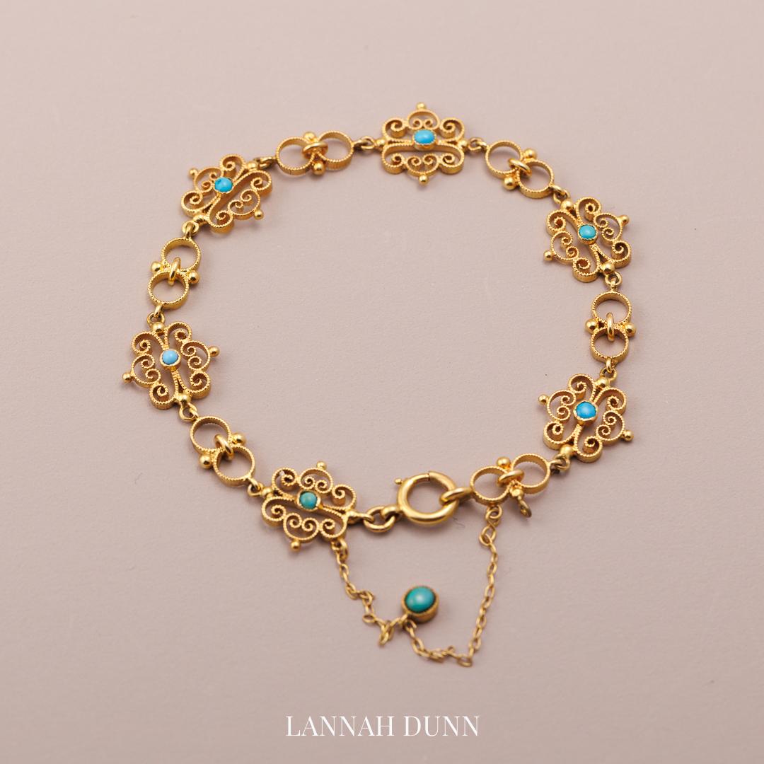 Filigree turquoise antique bracelet