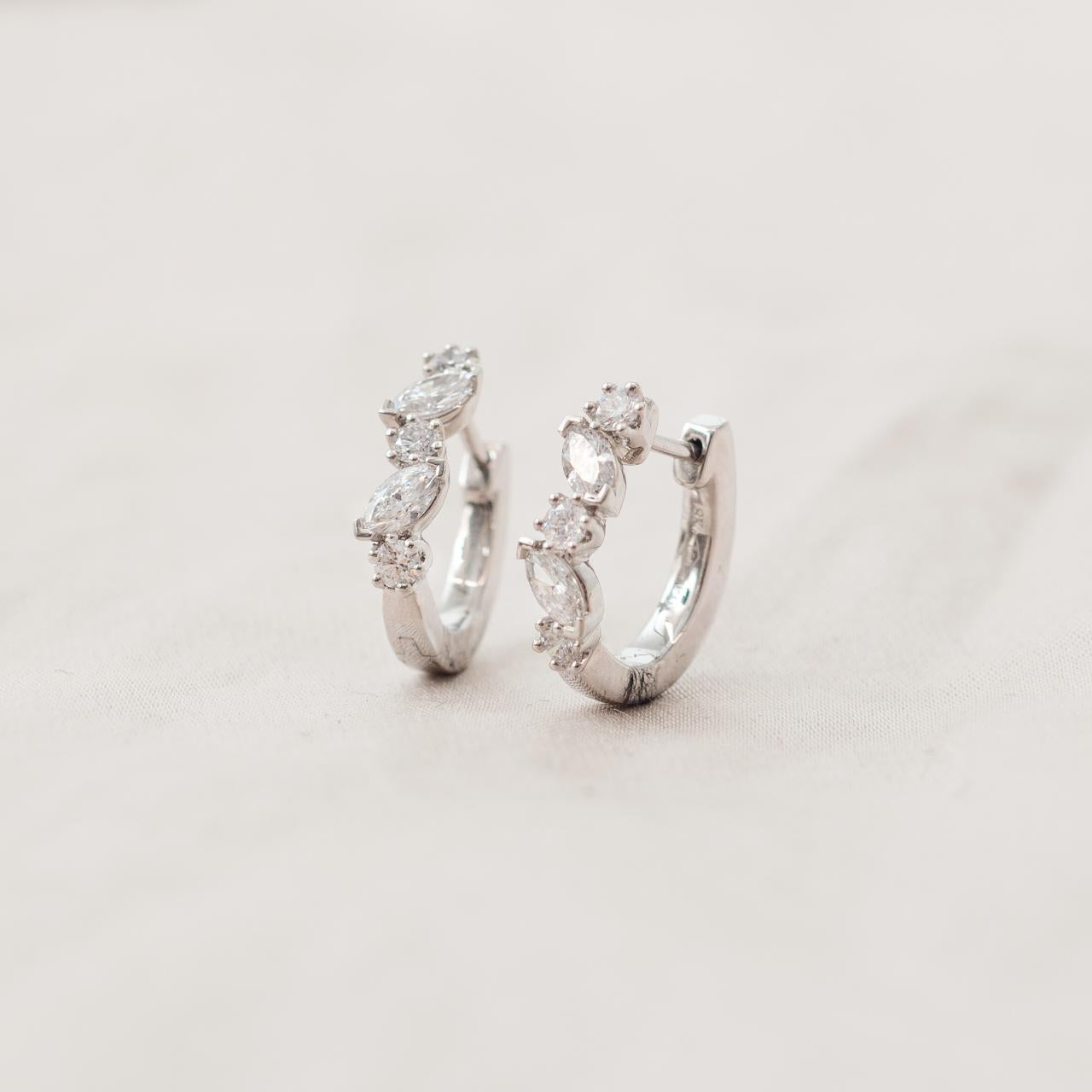 LD French diamond Huggies, white gold