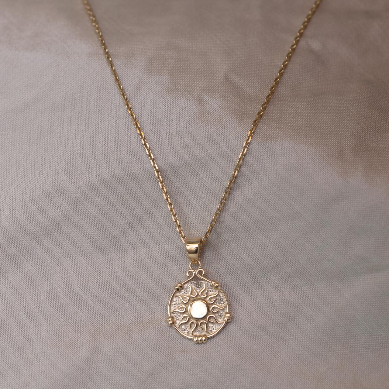 LD Greek sun disc pendant