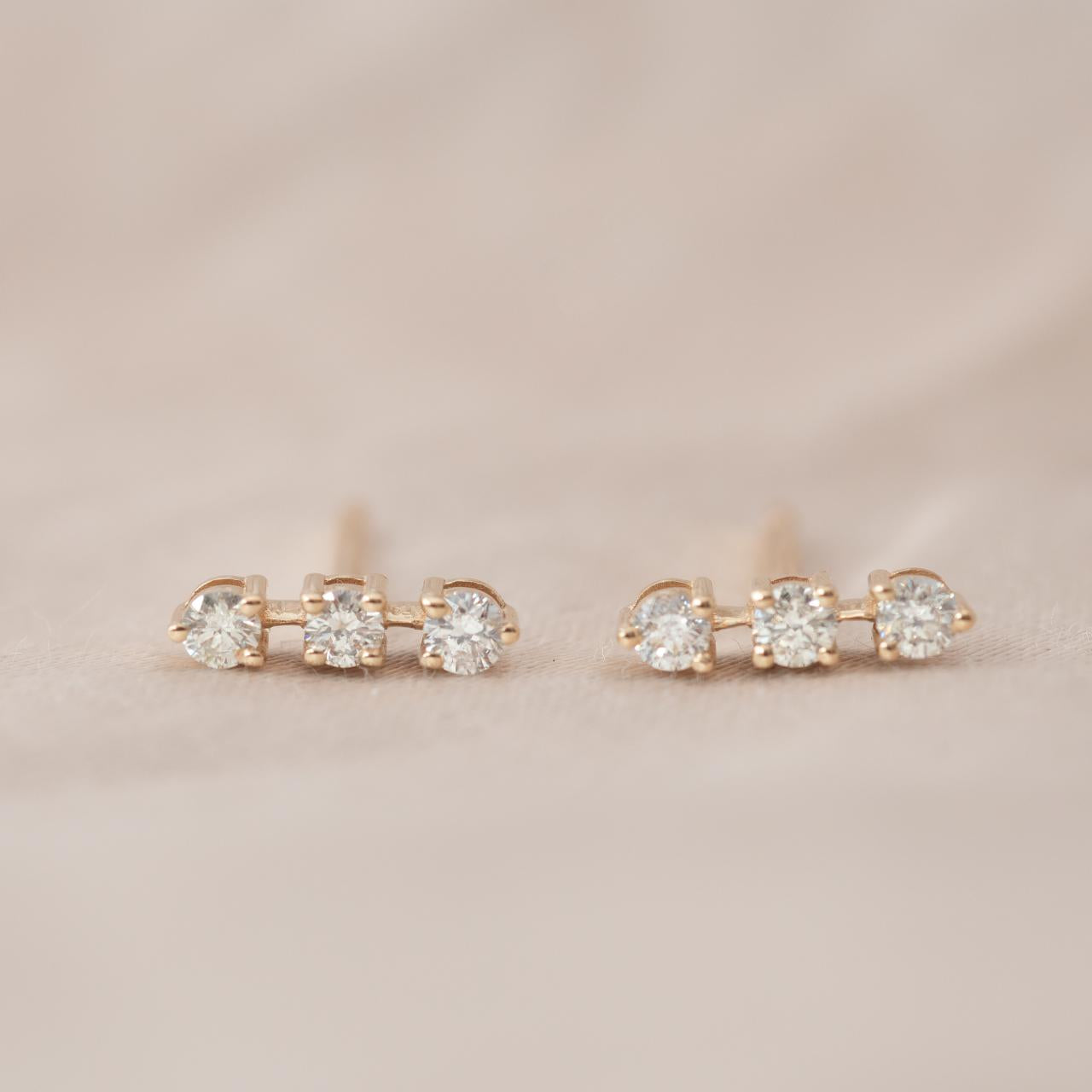 LD Mini Trio Stud Earring, yellow gold