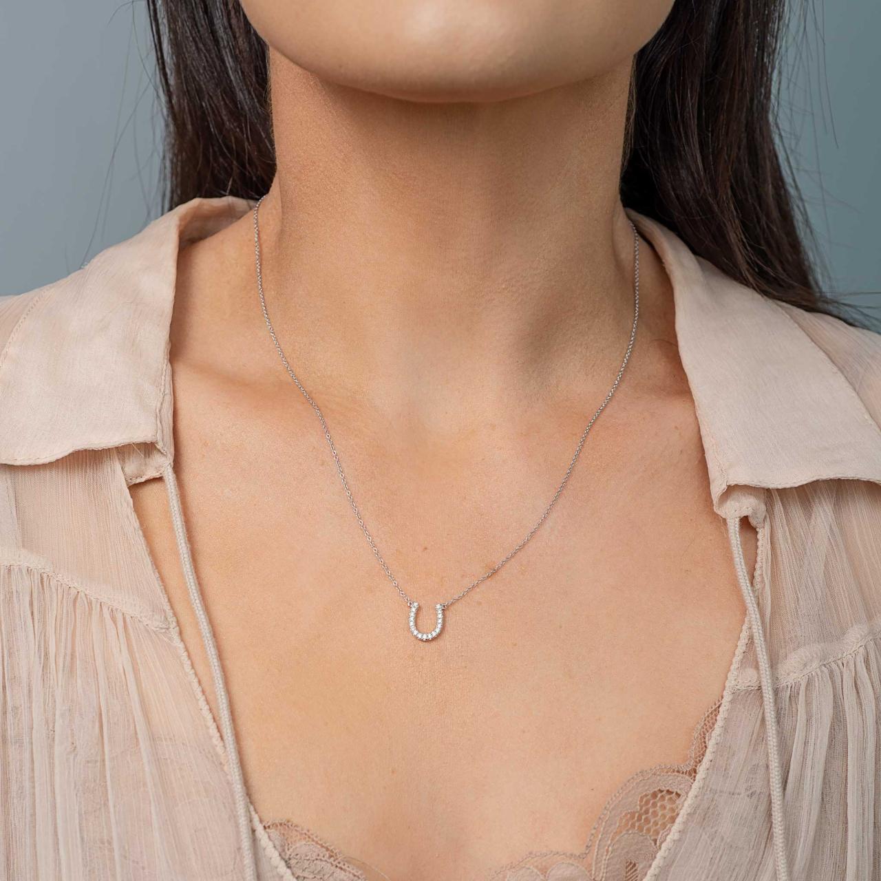 LD Mini Diamond Horseshoe, White Gold