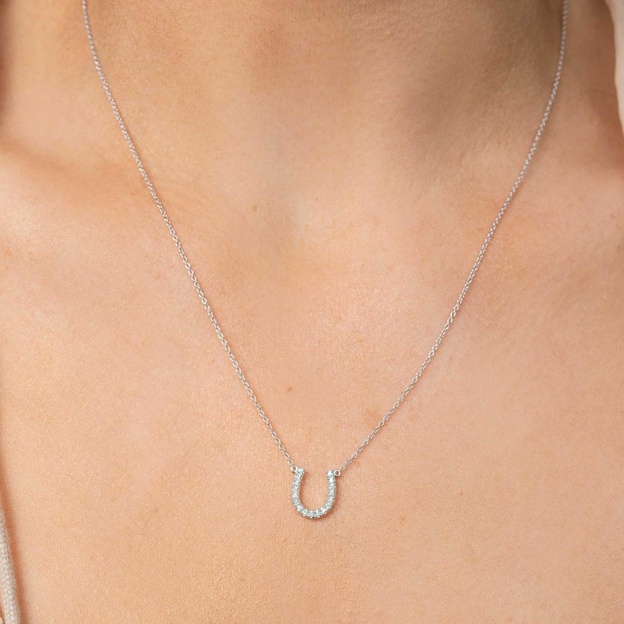 Signature LD Mini Diamond Horseshoe Necklace select from yellow, rose or white gold