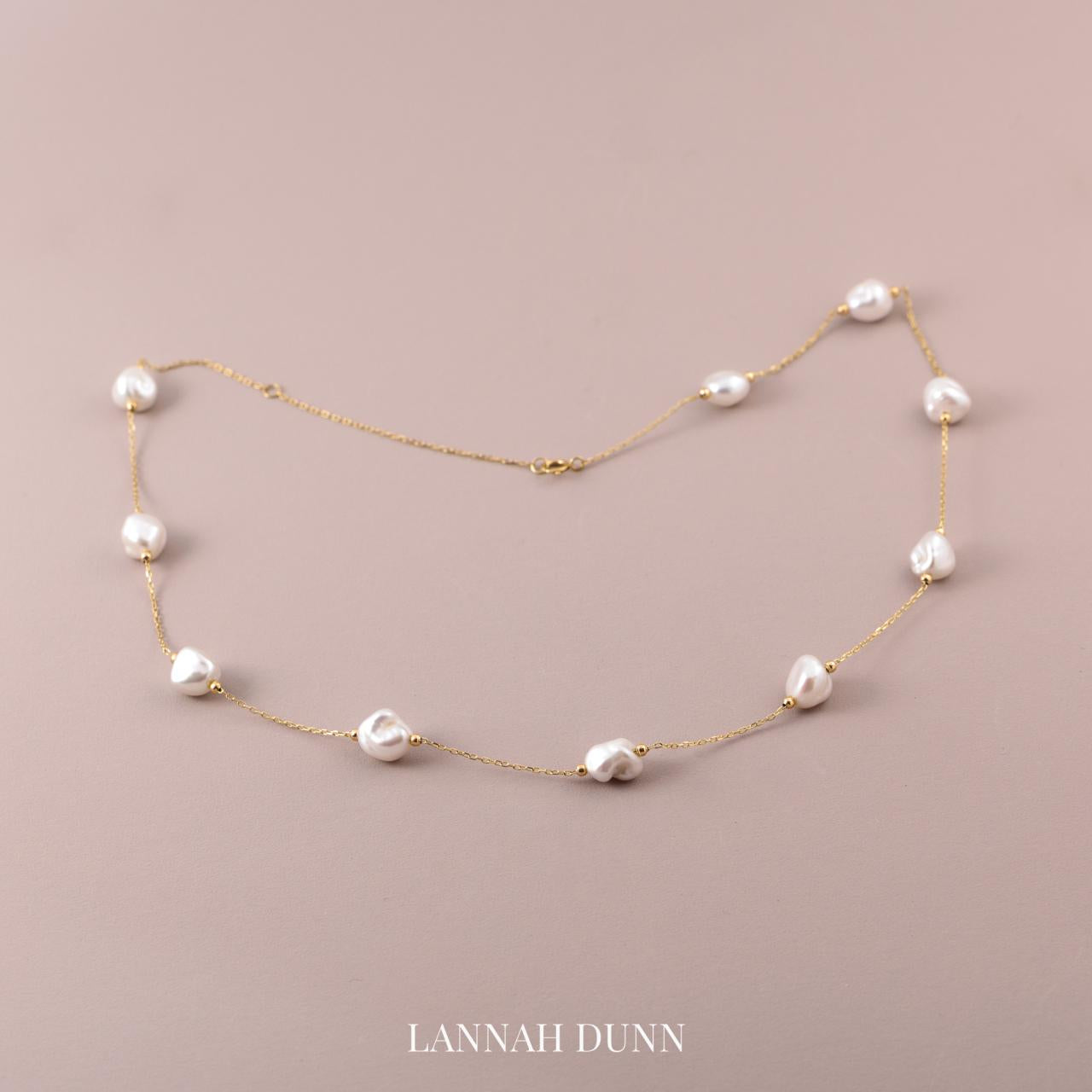 LD dainty Keshi pearl spacer necklace