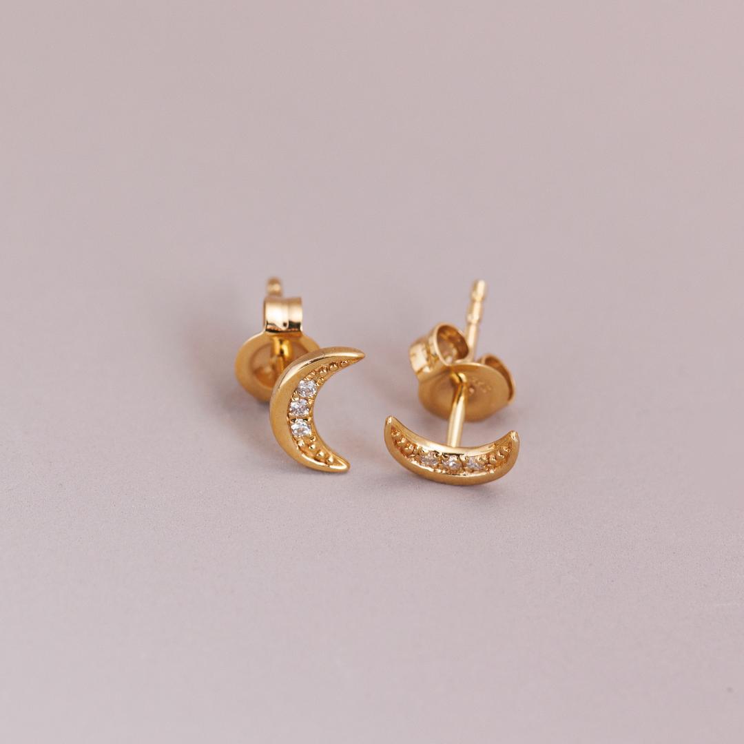 LD Crescent moon diamond studs