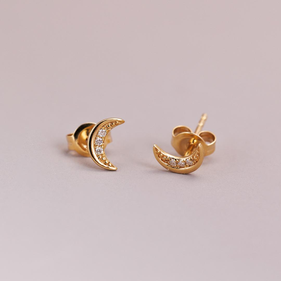 LD Crescent moon diamond studs