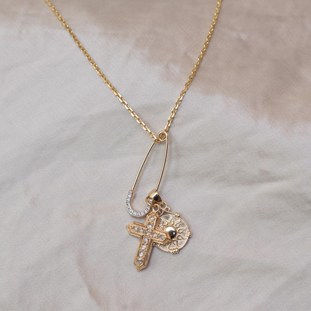 Yellow gold & cubic extender pin