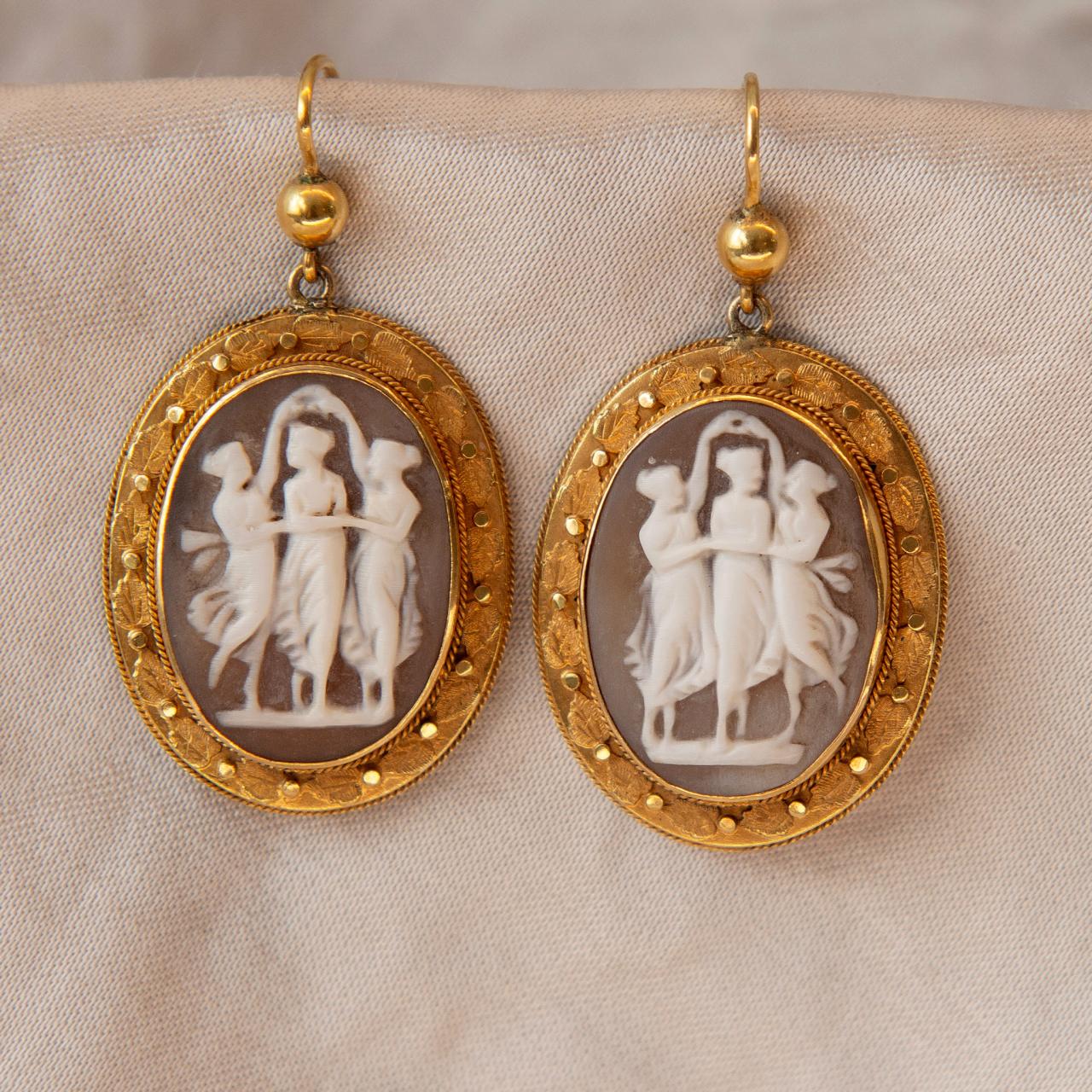 Exquisite cameo drop earrings
