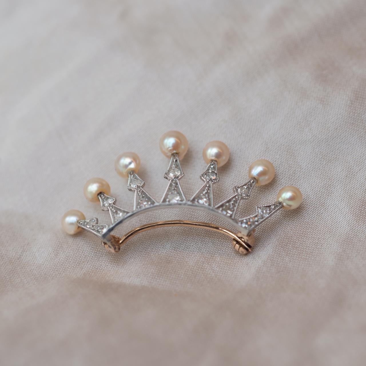 Platinum and diamond antique art deco tiara brooch
