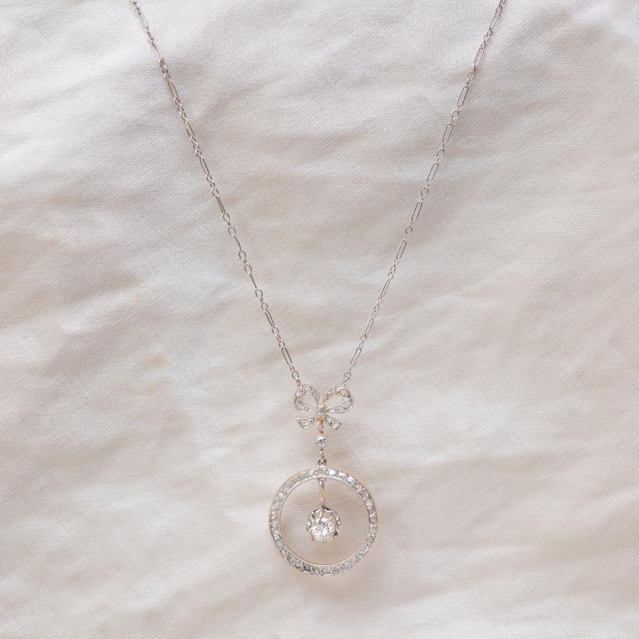 Art Deco diamond French platinum eternity necklace