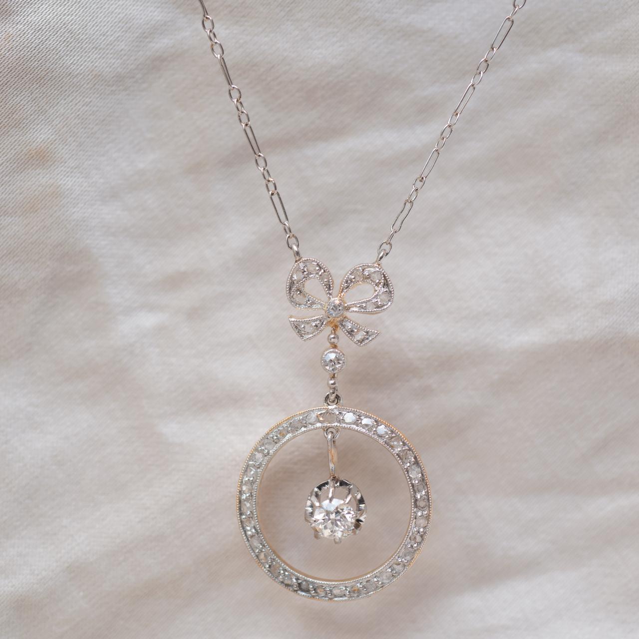 Art Deco diamond French platinum eternity necklace