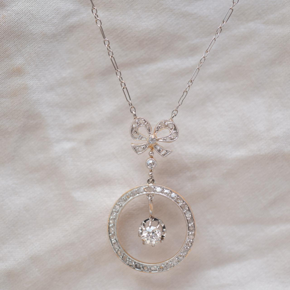 Art Deco diamond French platinum eternity necklace