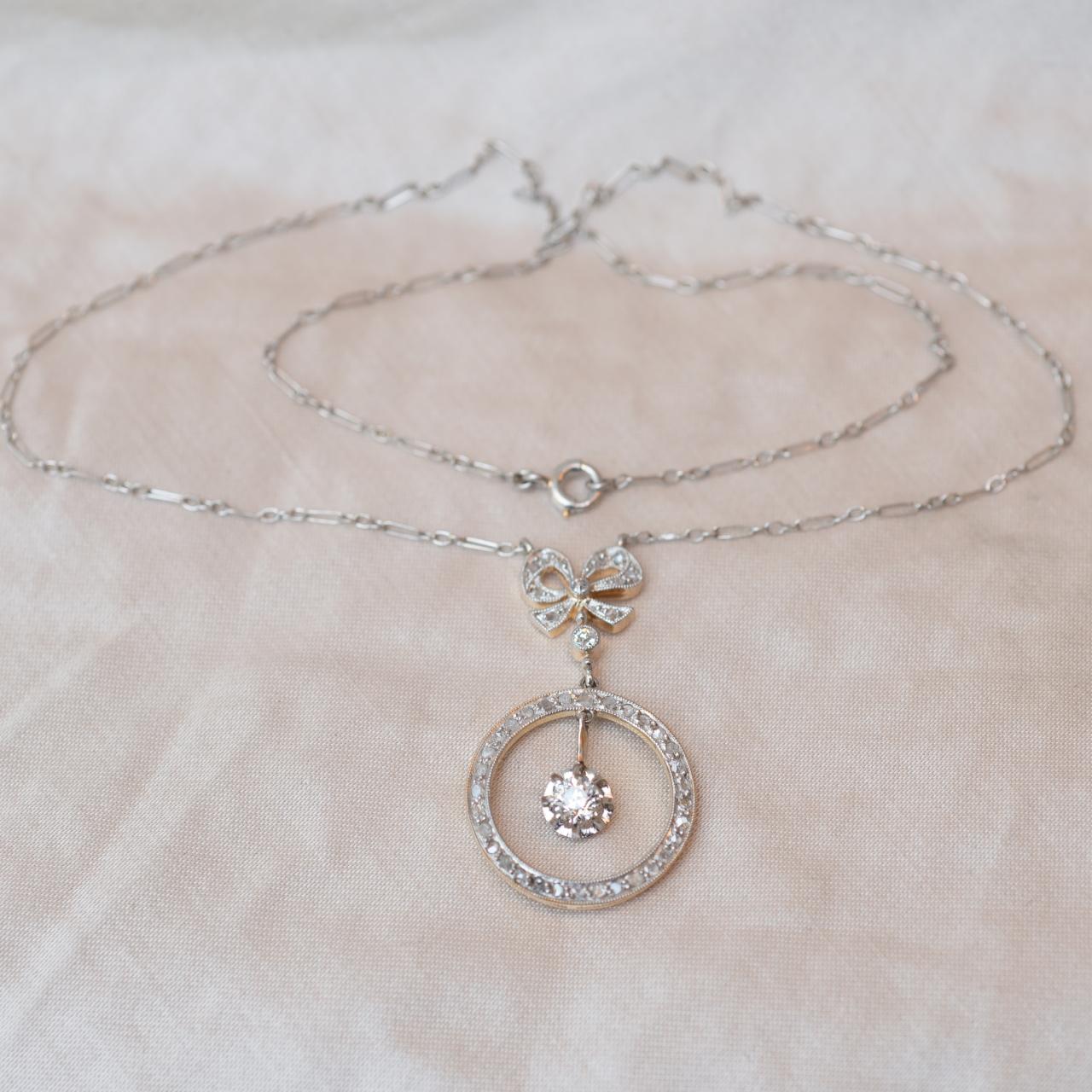 Art Deco diamond French platinum eternity necklace