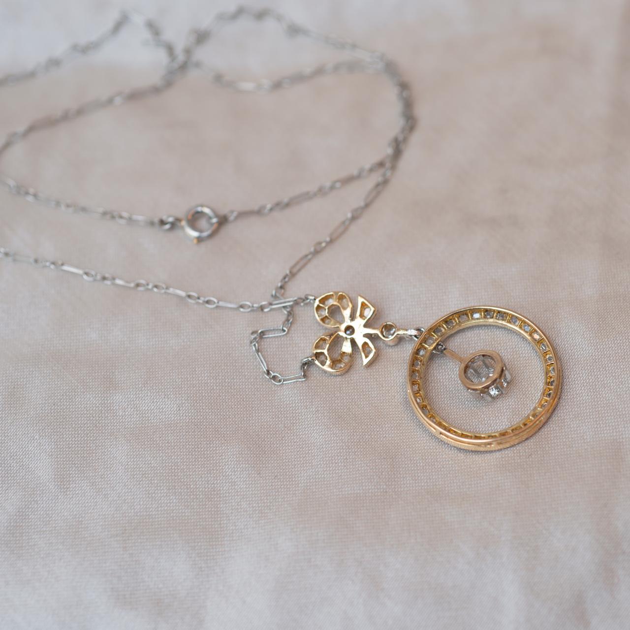 Art Deco diamond French platinum eternity necklace
