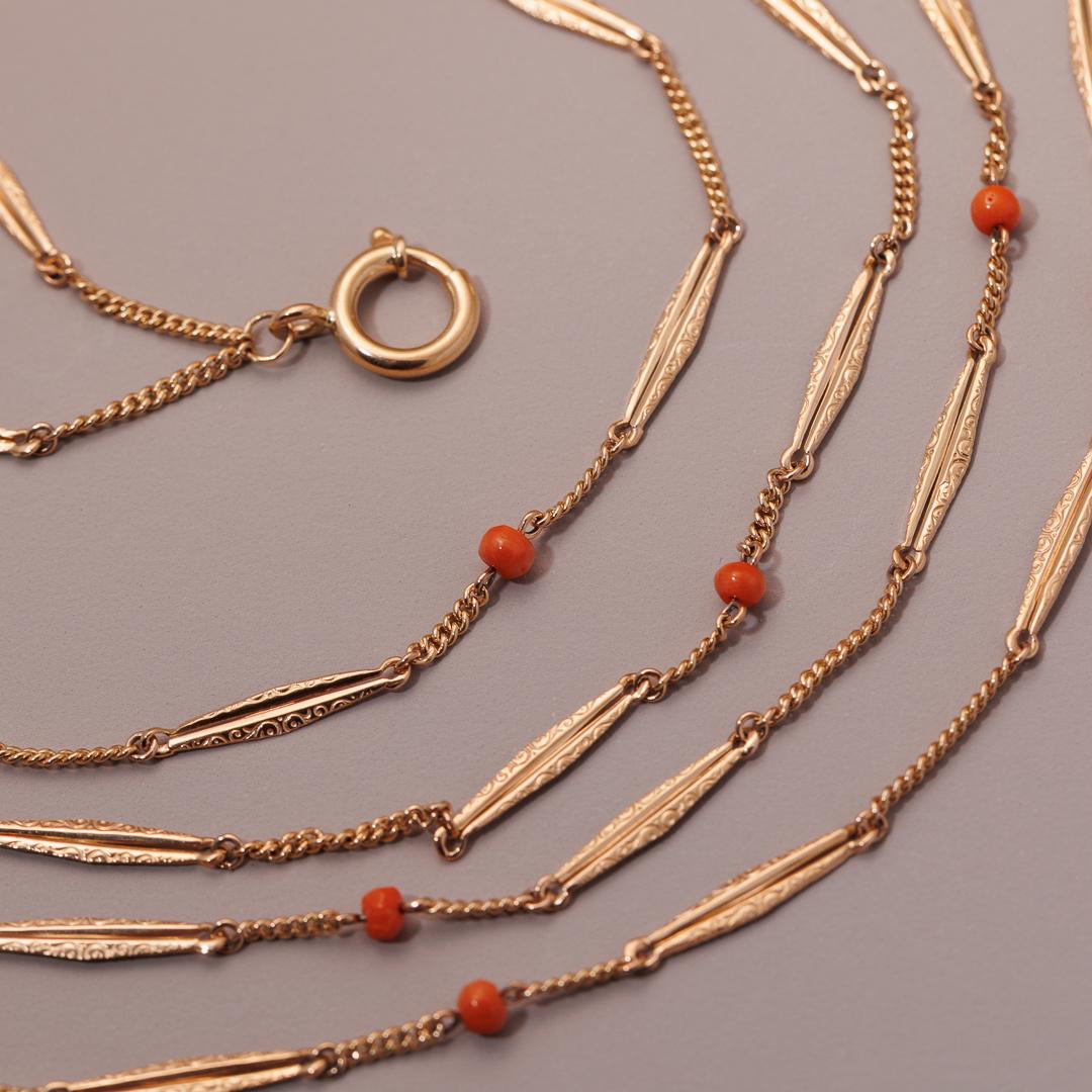 Coral bead antique long guard