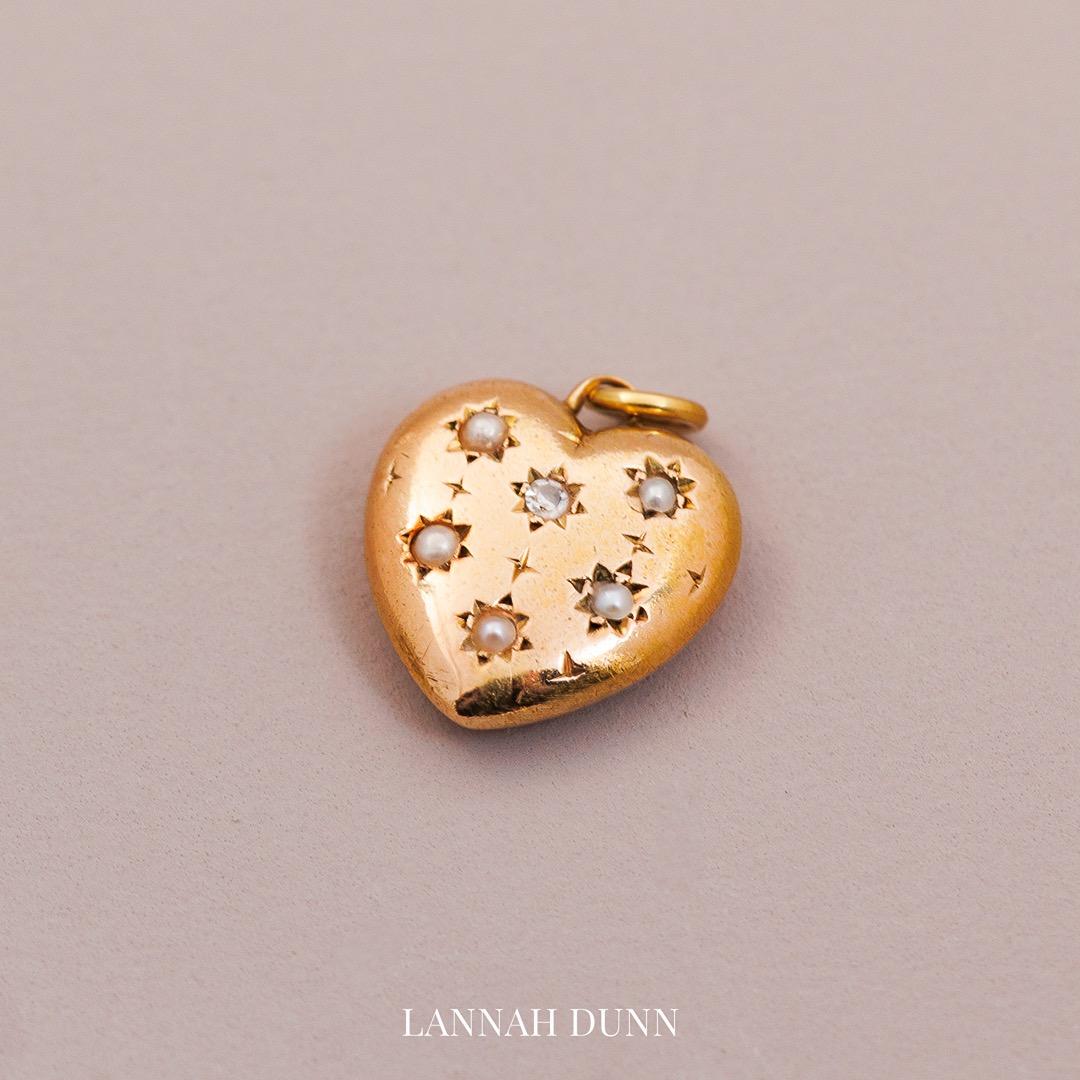Puff heart with pearls & diamond