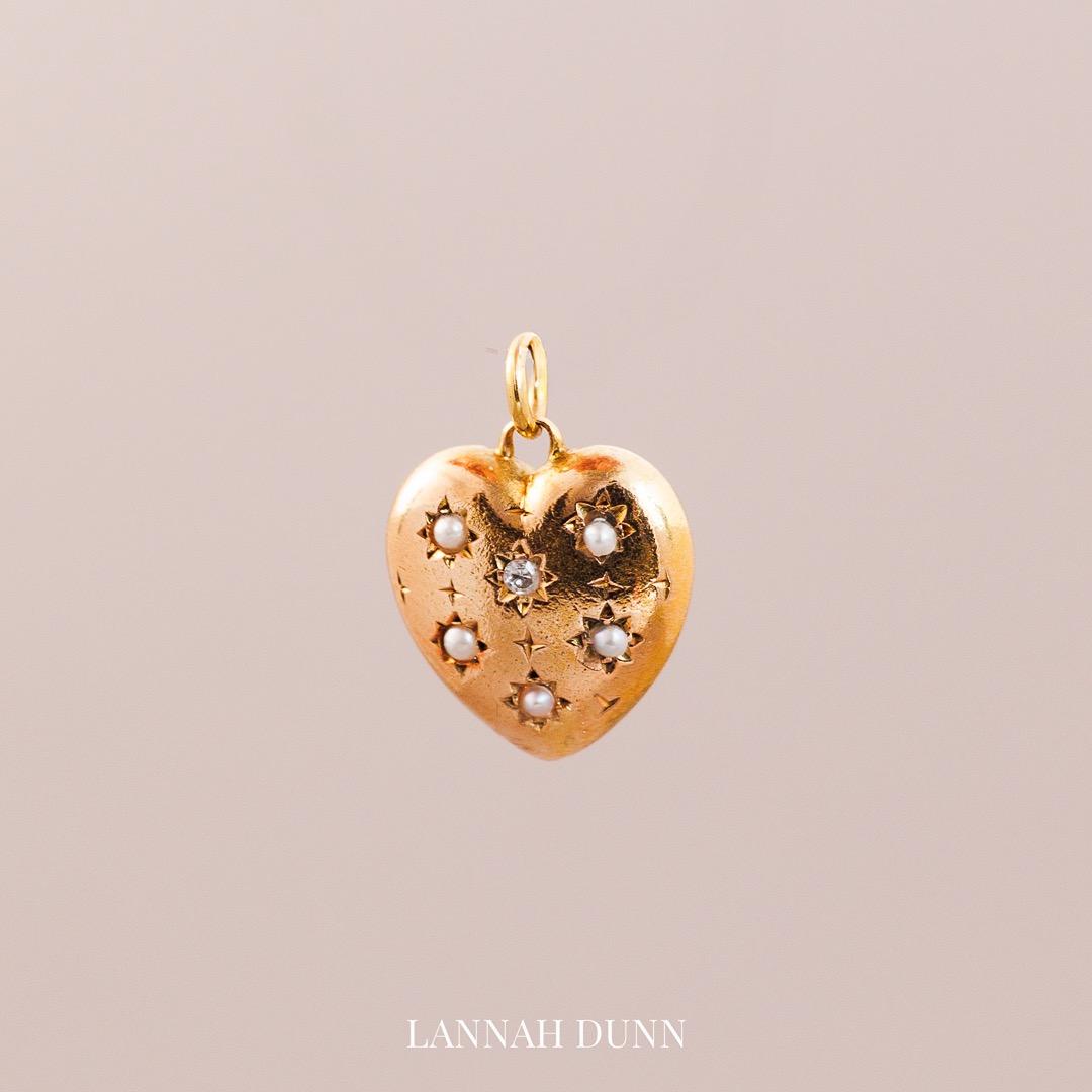 Puff heart with pearls & diamond