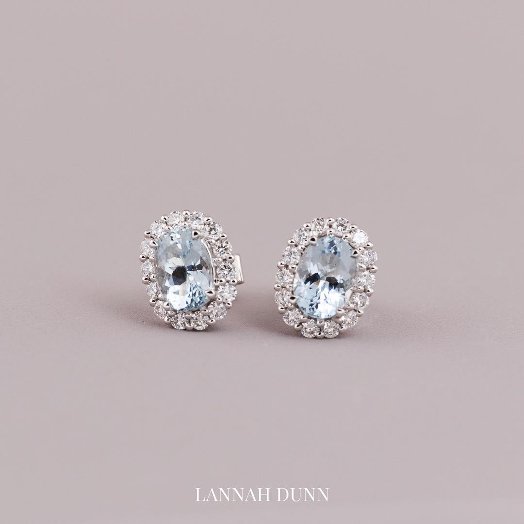 18ct gold aquamarine and diamond stud earrings Lannah Dunn Brisbane