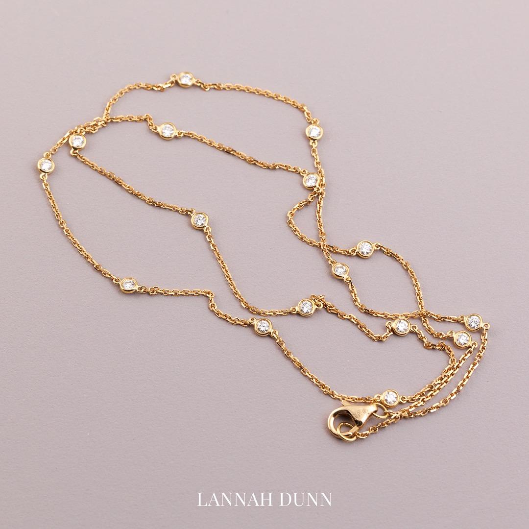 High carat gold and natural diamond spacer necklace