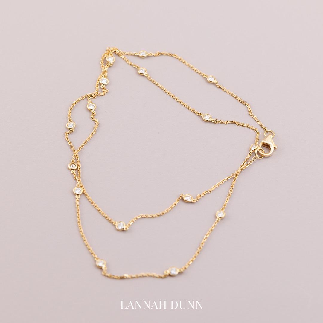 High carat gold and natural diamond spacer necklace