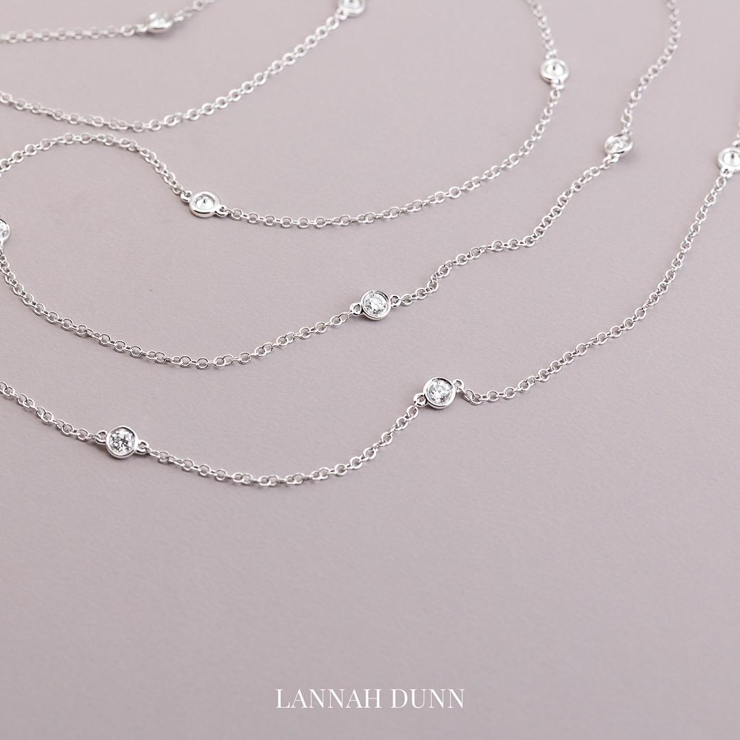LD White gold diamond spacer chain