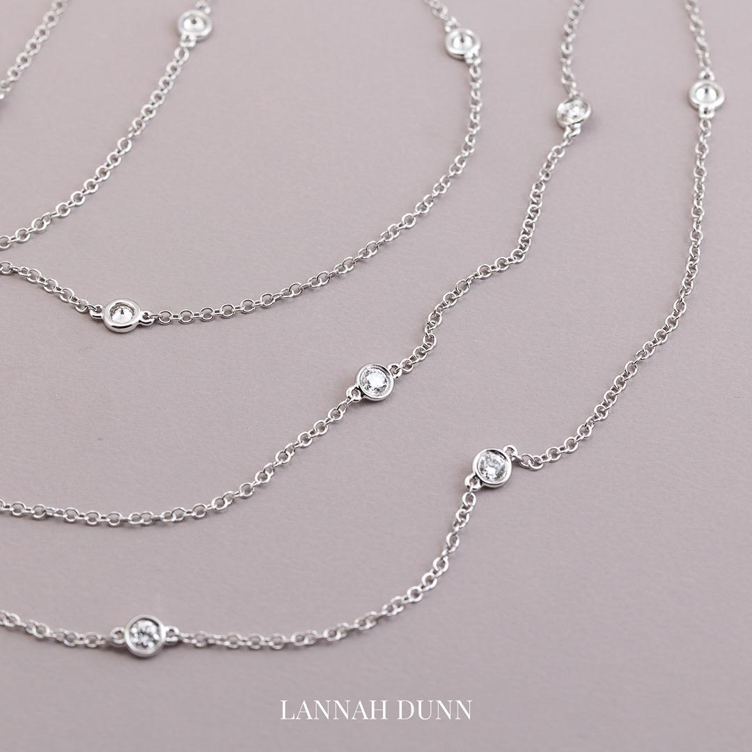 LD White gold diamond spacer chain