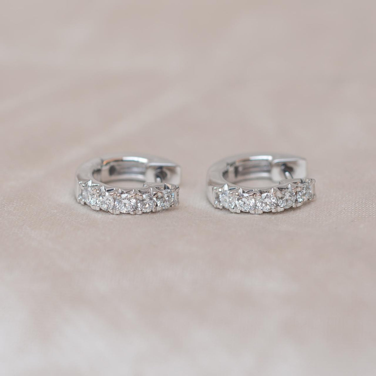 Natural Diamond 18ct White Gold Huggie Cuff Earrings