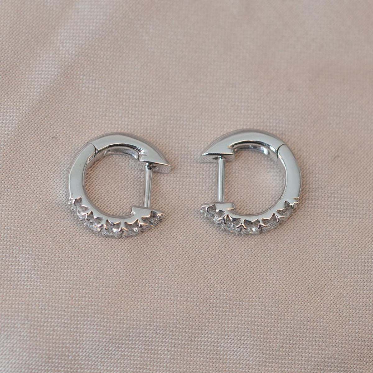Natural Diamond 18ct White Gold Huggie Cuff Earrings