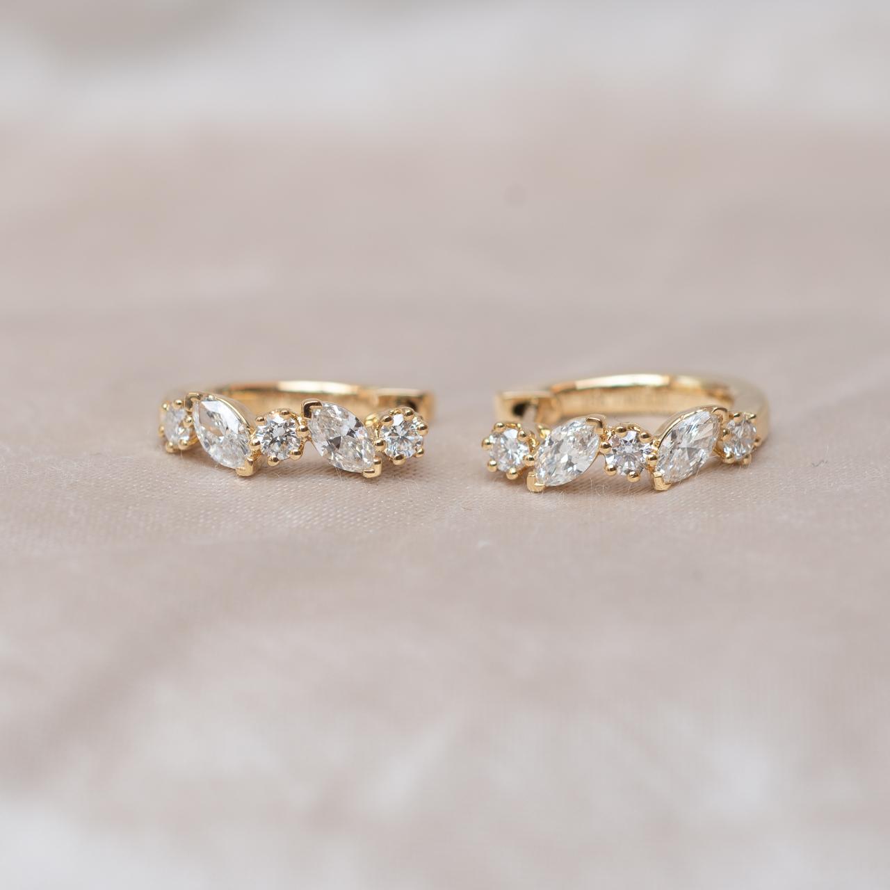 LD French Diamond Huggies, yellow gold