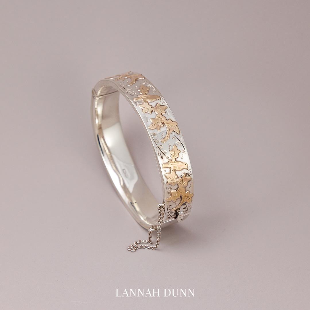 Vintage English Gold Silver Bangle Cuff